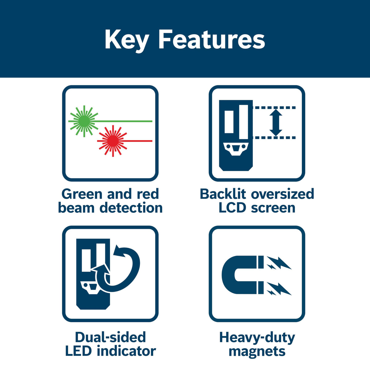 Bosch LR8 heavy-duty magnets secure to metal surfaces