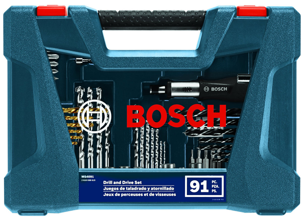 Bosch MS4091 insert bits and drill bits for wood, metal, and masonry projects