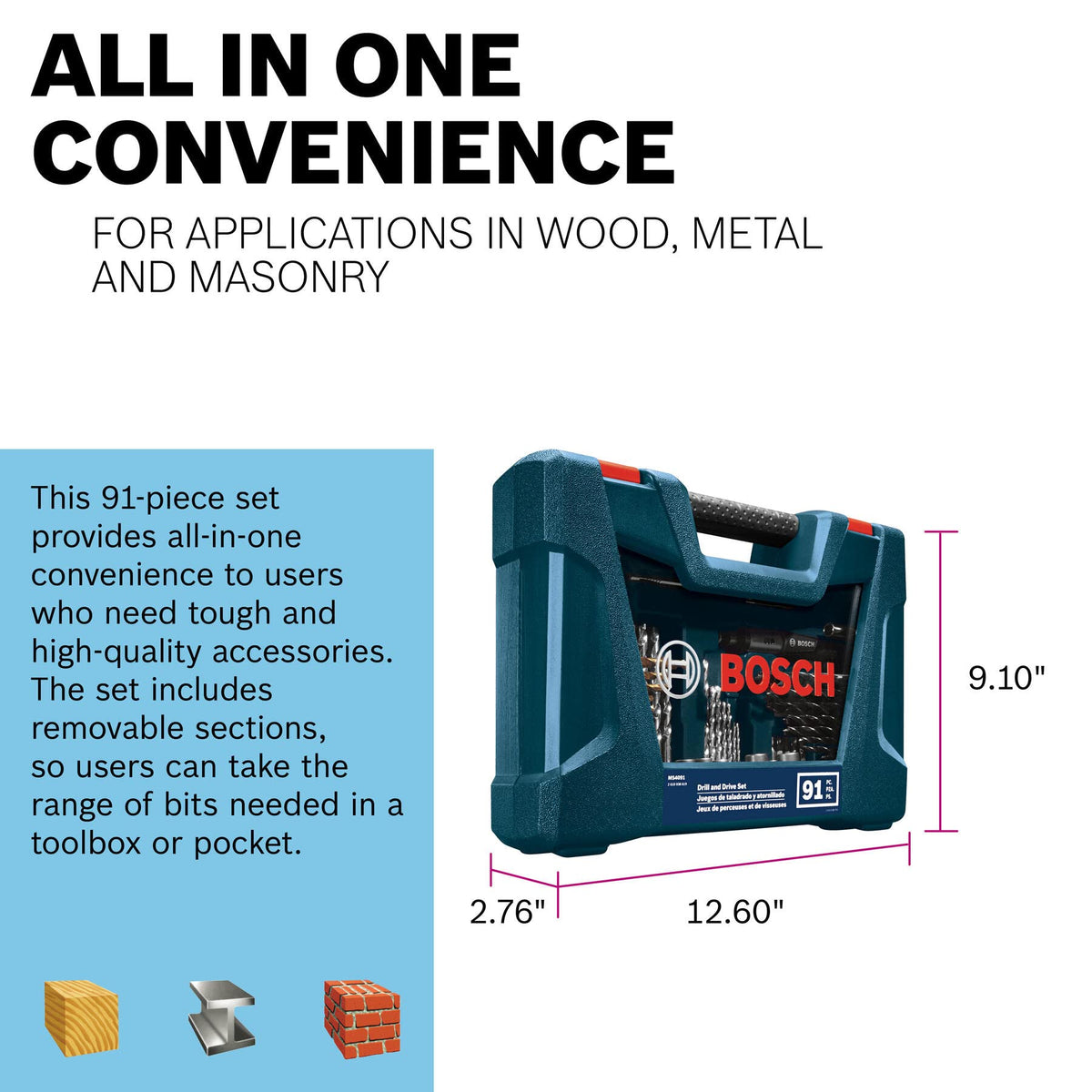 Bosch MS4091 nut setters for fastener installation