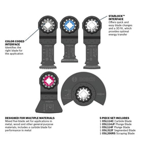 Bosch OSL005C plunge blade OSL114F for flush-cutting and fine finishes.