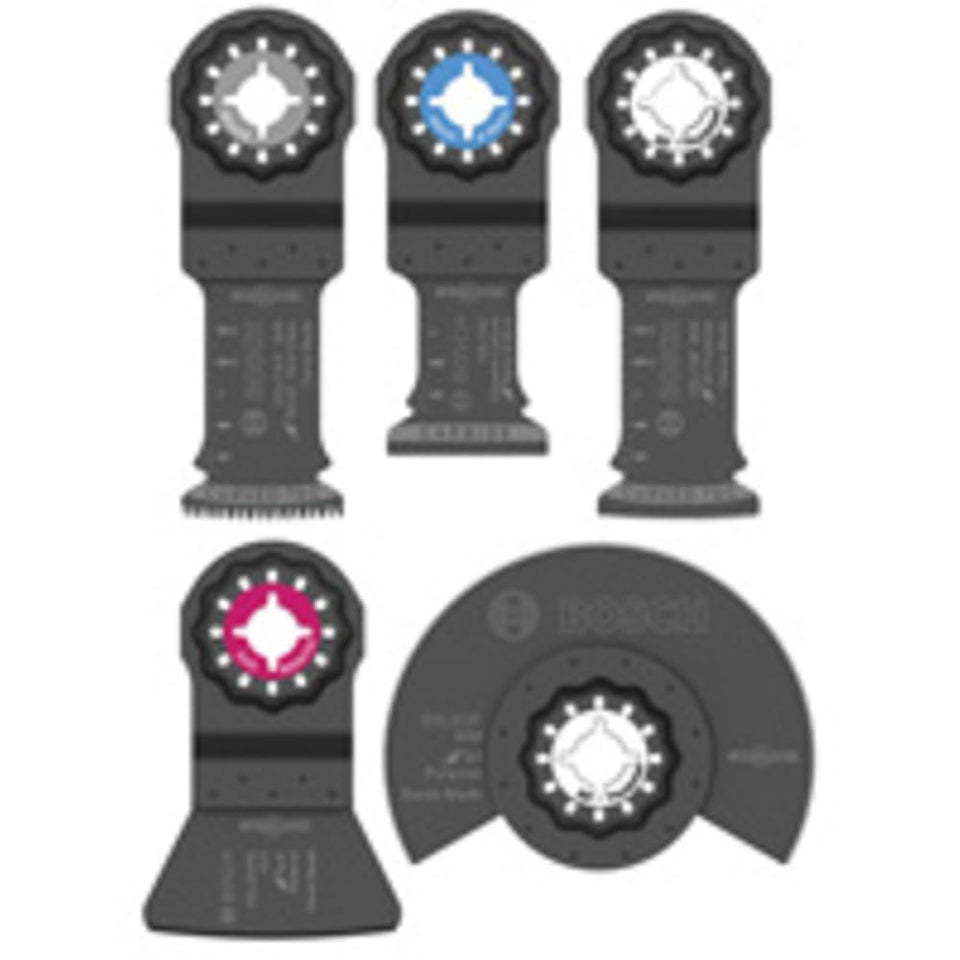 Bosch OSL005C five-piece Starlock blade set for versatile cutting tasks.