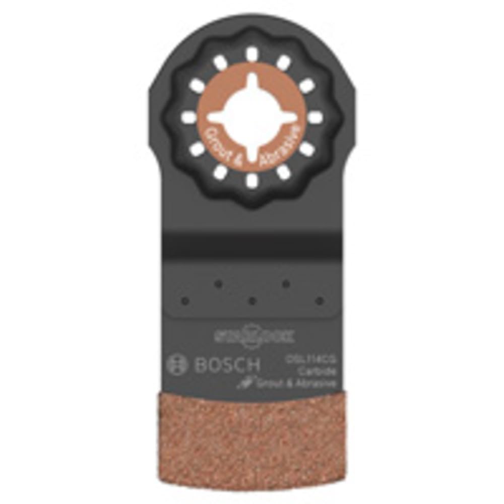 Bosch OSL114CG Starlock plunge-cut blade for clean, precise cuts in tight spaces.