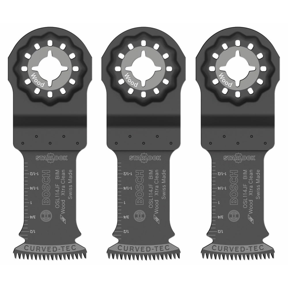 Bosch OSL114JF-3 Starlock bi-metal blade 3-pack for precise hardwood cuts.