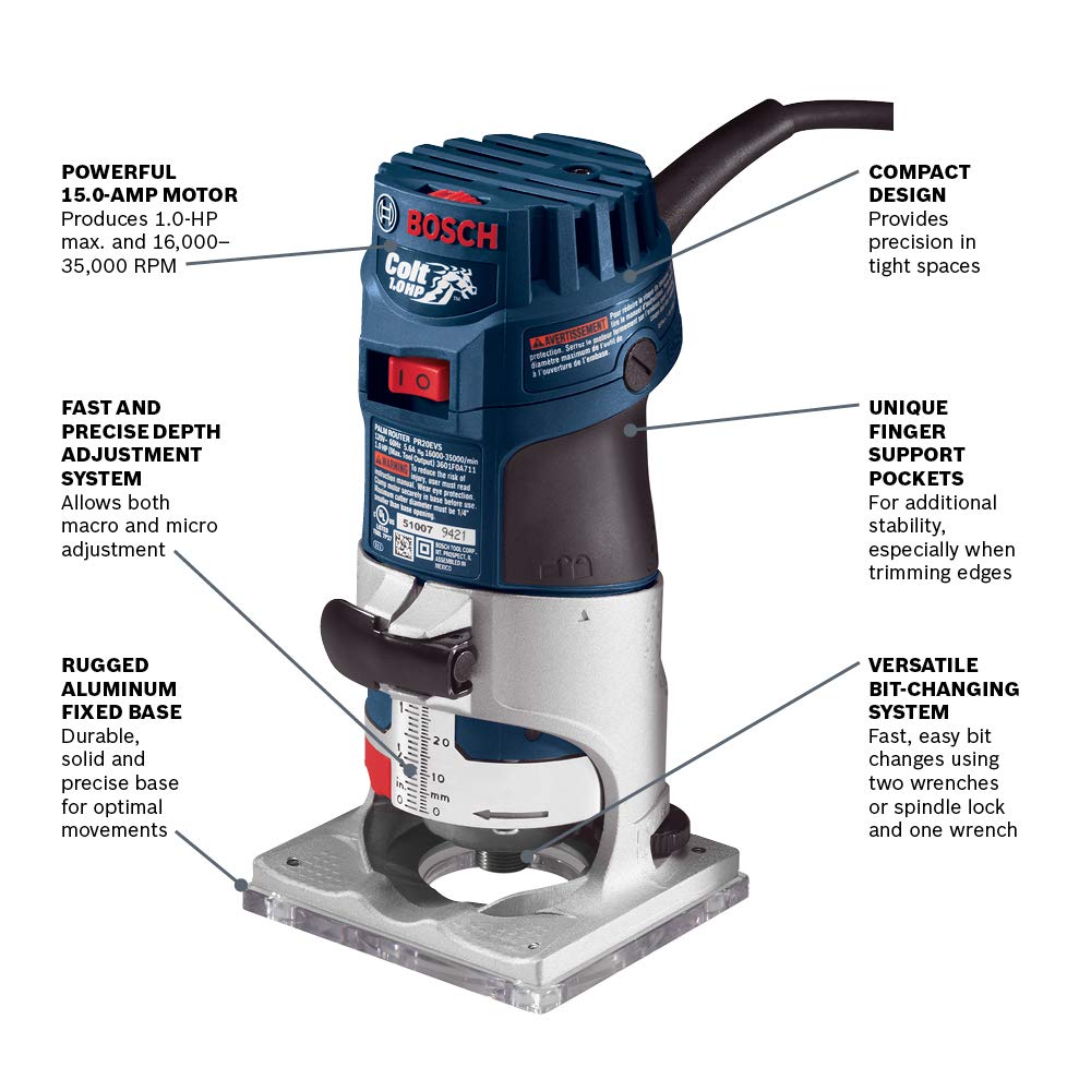 Bosch PR20EVS Colt palm router with soft start for smooth starts