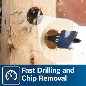 Bosch DareDevil spade bit featuring spur and reamer tips for cleaner holes.