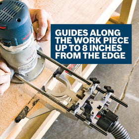 Bosch RA1054 circle guide and pivot plate enable arcs up to 32 inches.