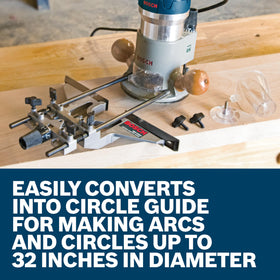Bosch RA1054 kit contents include dust hood, hose adapter, pivot plate, and circle-guide conversion.
