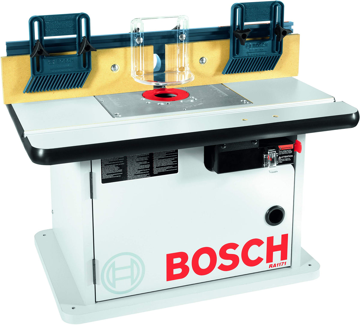 Bosch RA1171 benchtop router table with dust collection ports for a cleaner workspace