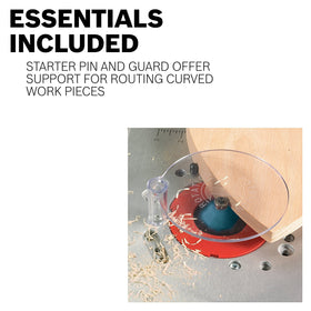 Bosch RA1181 accessory slot supporting featherboards and miter gauge options.