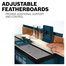 Bosch RA1181 aluminum mounting plate pre-drilled for quick router compatibility.