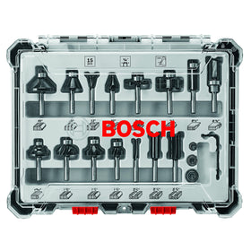 Bosch RBS015MBS wood router bits set for precise edge work and smooth finishes