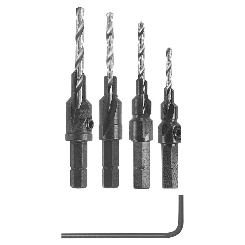 Bosch SP515 hex shank countersink bits deliver precise pilot holes in wood.