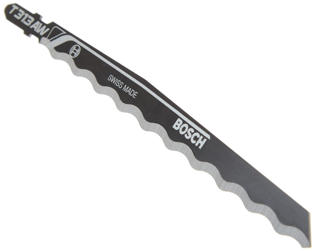Bosch T313AW3 knife-edge blade for soft materials cuts cardboard precisely.
