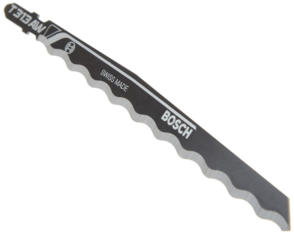 Bosch T313AW3 knife-edge blade for soft materials cuts cardboard precisely.