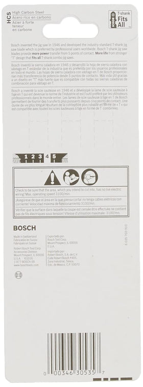 Bosch T313AW3 knife-edge blade with T-shank design for a stable grip.