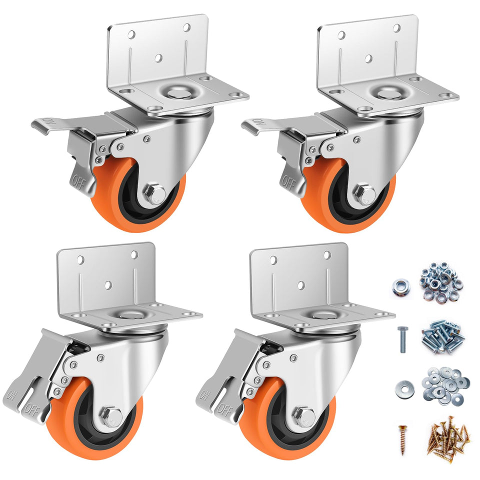 Bosgeot 3-inch caster wheels heavy-duty four-pack ready for assembly