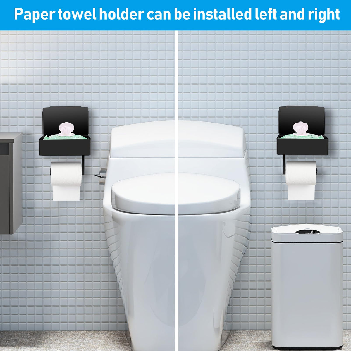 Durable Bosoei bathroom hardware in stainless steel with fingerprint resistant finish.