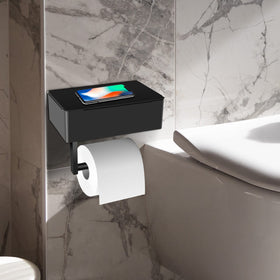 Lid with noise reduction sponge on Bosoei storage toilet paper holder.