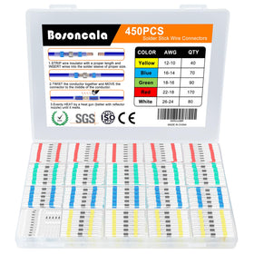 Bosoncala solder-stick-seal box showing all-in-one waterproof connectors for quick repairs.