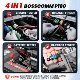 BC BossComm P180 backlit LCD display enables clear readings in dim engine bays.
