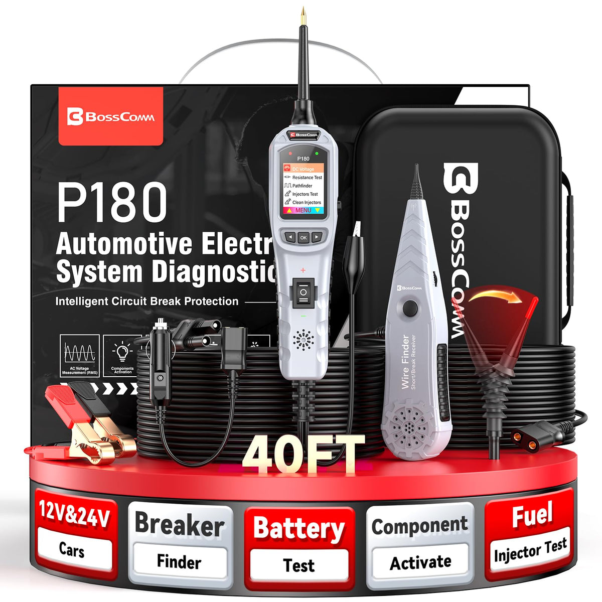 BC BossComm P180 power circuit probe tester provides precise voltage readings for quick diagnostics.