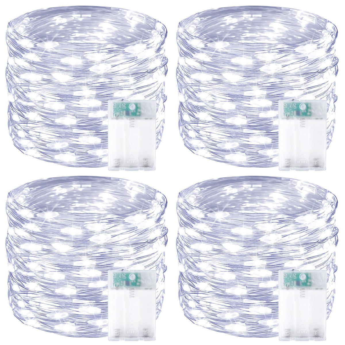 Bossern 4-pack 60 LED fairy lights with timer for effortless ambient lighting.