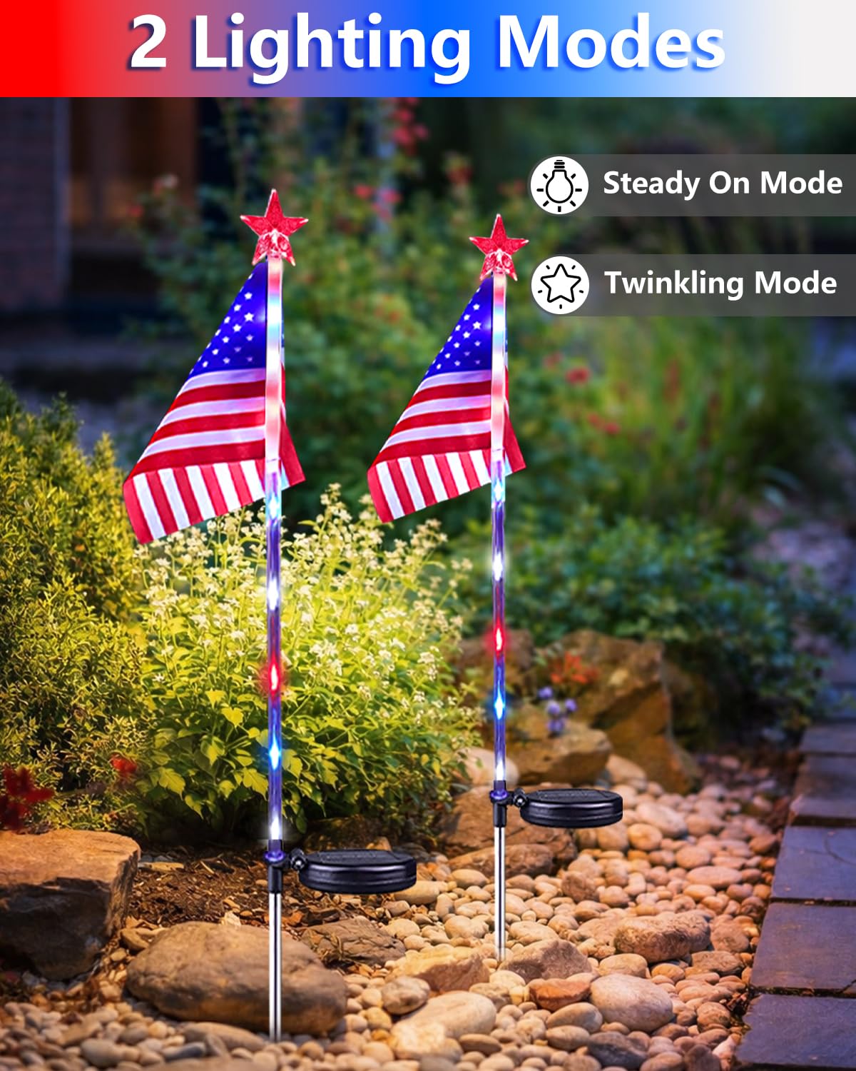 BOSSERN IP65 waterproof patriotic lights withstand rain and cold for year-round use.