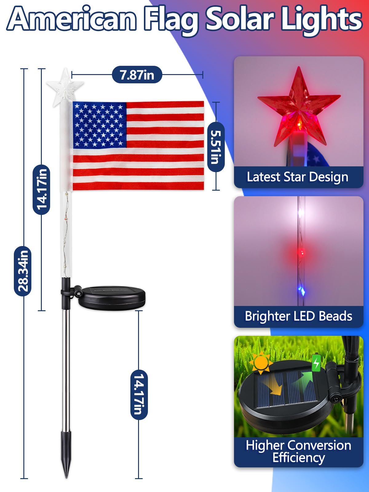 BOSSERN patriotic lights glow red, white, and blue for festive holiday displays.