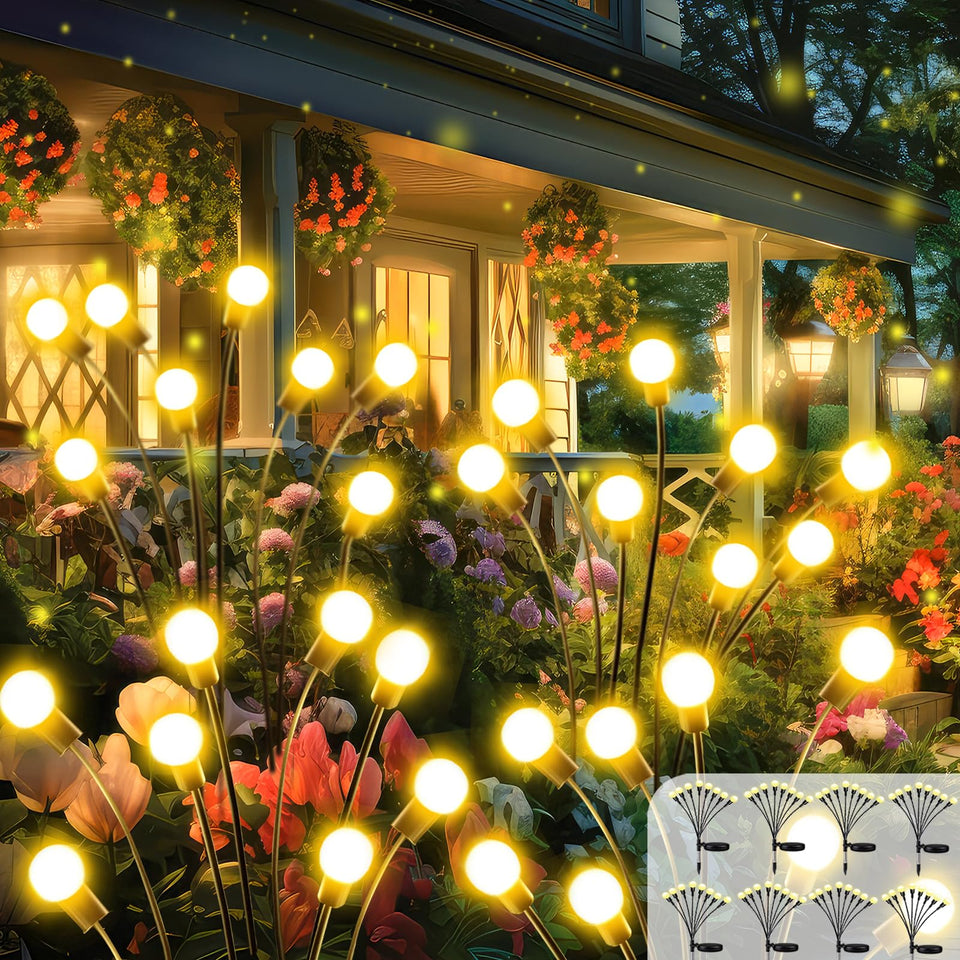 Bossern solar lights outdoor 8-pack illuminate yard spaces with warm glow