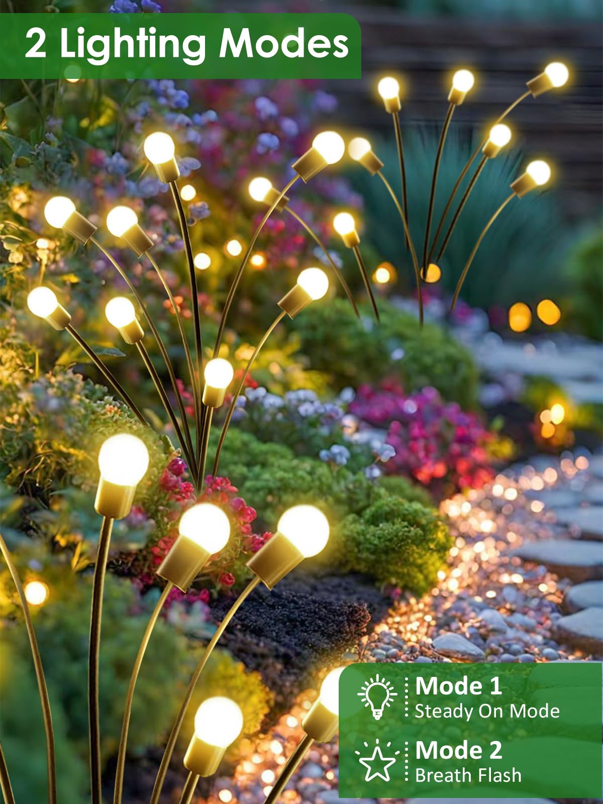 Bossern two modes steady on and twinkle for versatile outdoor lighting