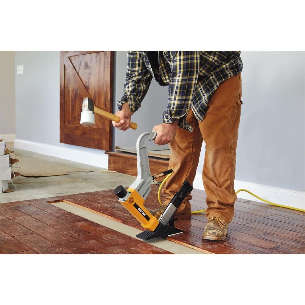 Bostitch flooring nailer ergonomic handle improves comfort during long sessions