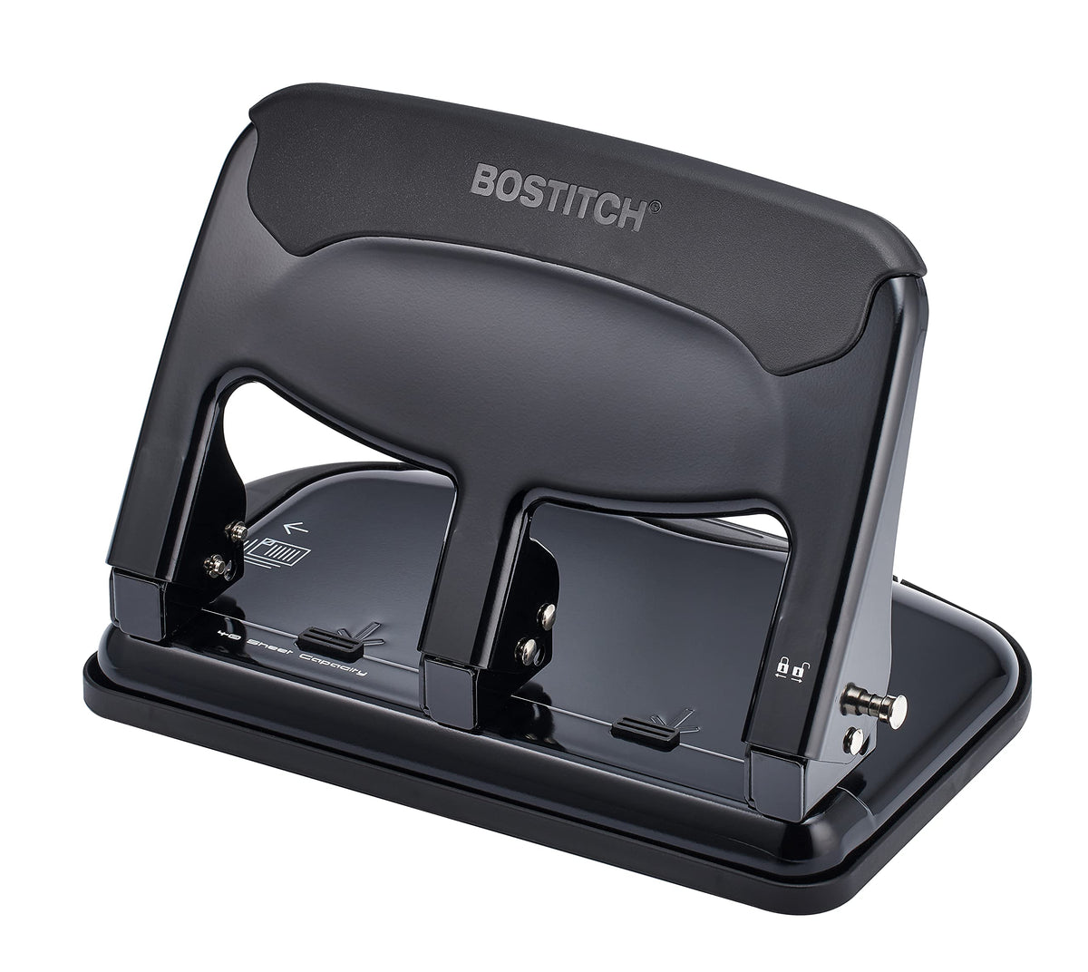 Bostitch Office EZ Squeeze 40-sheet capacity for efficient punching with ease.