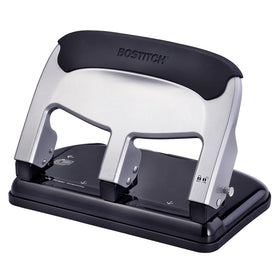 Bostitch EZ Squeeze 40-sheet punch with chip tray for quick cleanup