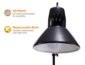 36-inch reach clears monitors and large surfaces for focused illumination.