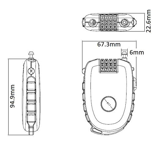 Bosvision lock securing bike or stroller with adjustable vinyl-coated cable.