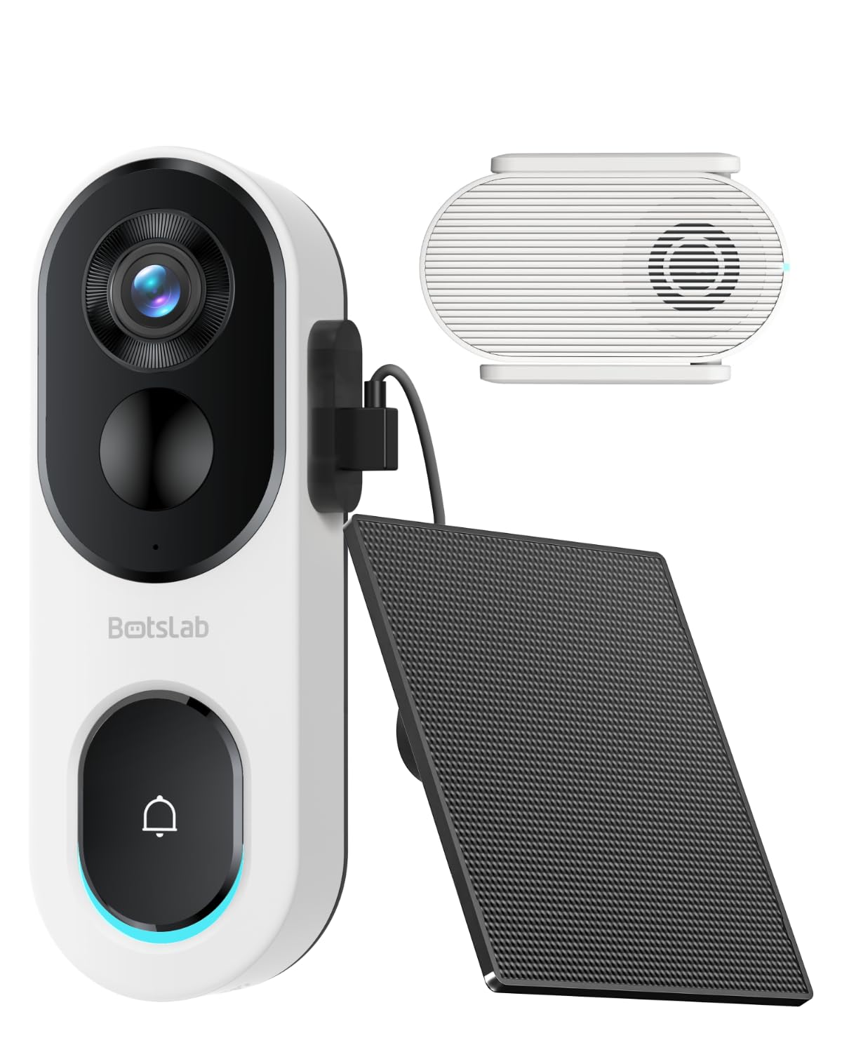 BOTSLAB 2K doorbell front view shows clear visitor framing for packages.