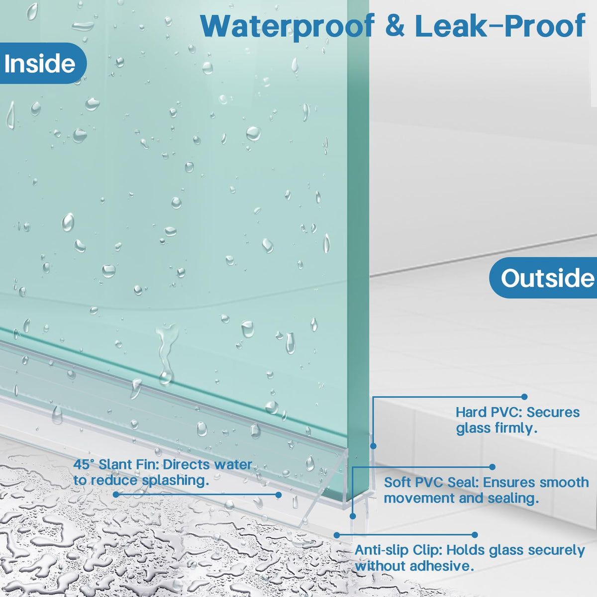 Bougainora waterproof seal strips designed to reduce water spray