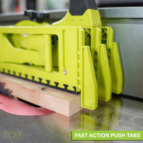 Bow Products Expandable Push Shoe ergonomic grip reduces fatigue during long rip sessions.