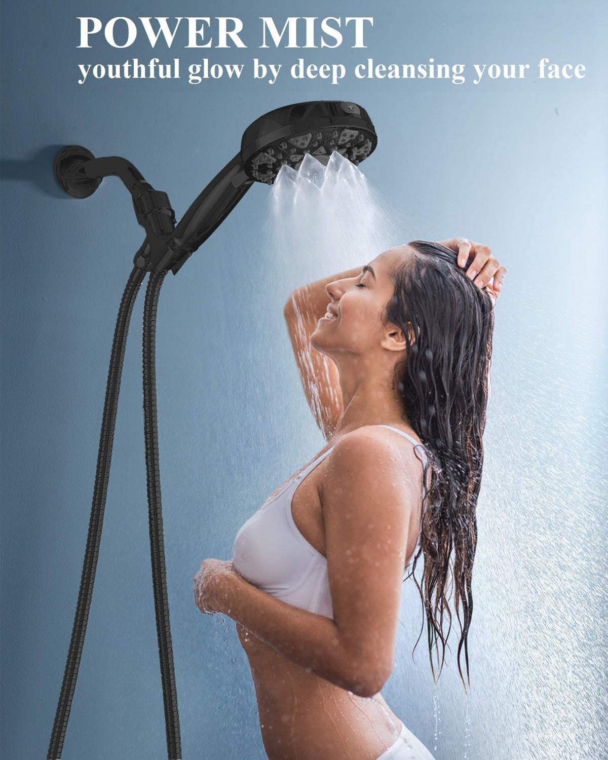 Bowger handheld showerhead assembly for flexible cleaning and easier rinsing.