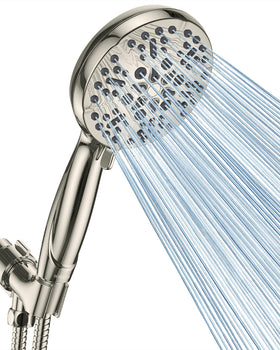 Bowger high pressure shower head for powerful flow and thorough rinse.