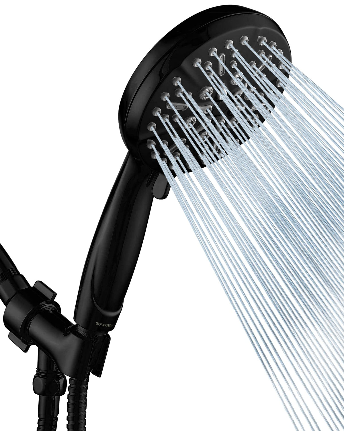 Bowger Matt Black Shower Head with high‑pressure rain spray