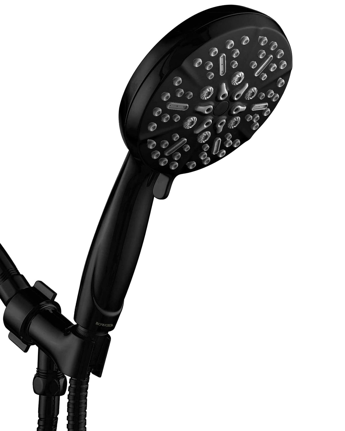 Bowger five‑function shower head set with hose and brackets