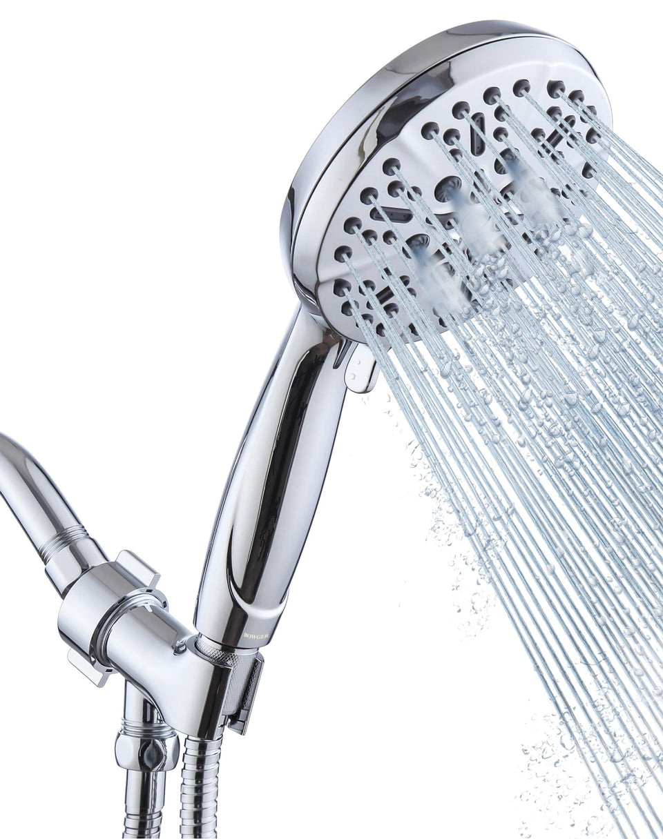 BOWGER shower head high-pressure spray for a spa-like cleanse.