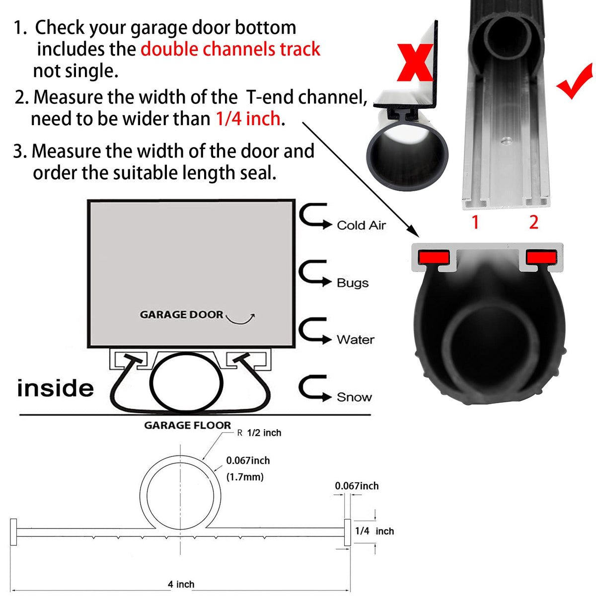 BOWSEN seal installs without screws, with end plugs included.