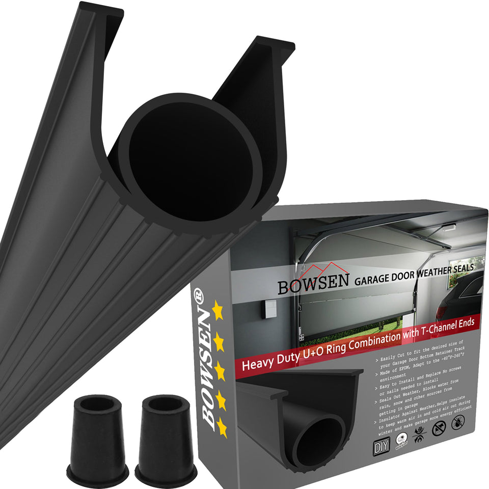 BOWSEN EPDM black garage door bottom seal blocks drafts and water intrusion.