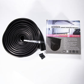 BOWSEN seal in use on a standard bottom track of a garage door.