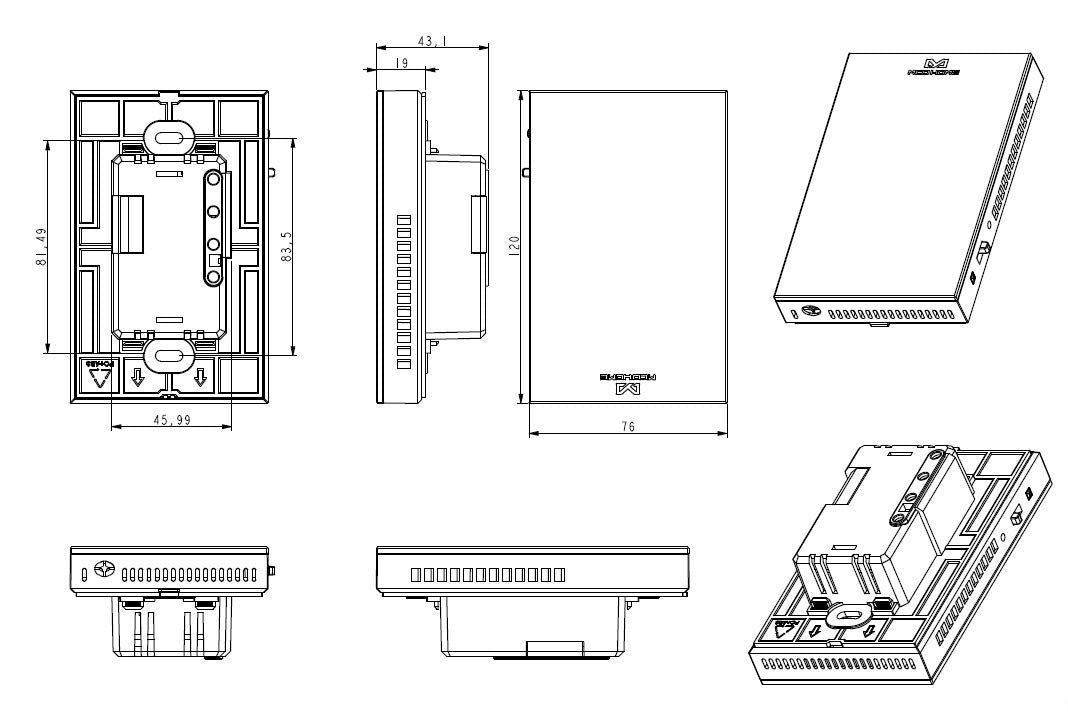 Wiring installation view showing 120/240V compatibility and safe connections on BOWSEN thermostat.