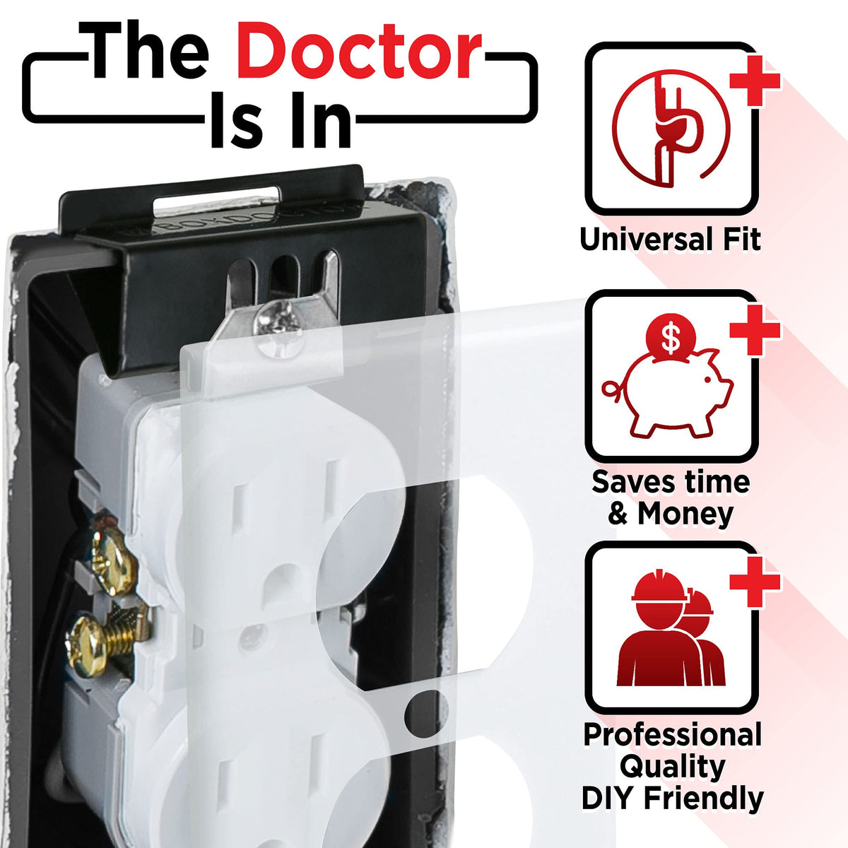 Box Doctor installation guide shows clip placement for secure outlets.