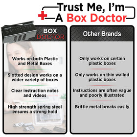 Box Doctor wall box clip in action secures outlets without wall damage.