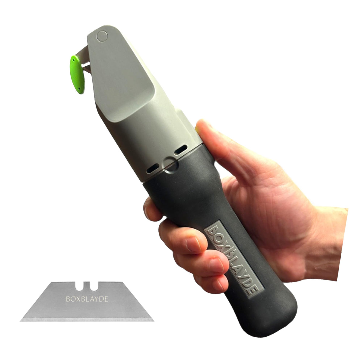 BoxBlayde electric cutter with ergonomic handle for comfortable long use.